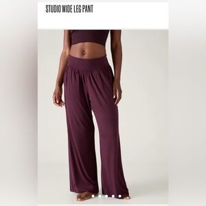 Athleta Studio Wide Leg Pants, Black , Large